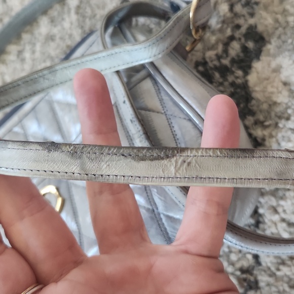 Vintage Gray Quilted Eel Skin Shoulder Bag - Picture 9 of 12